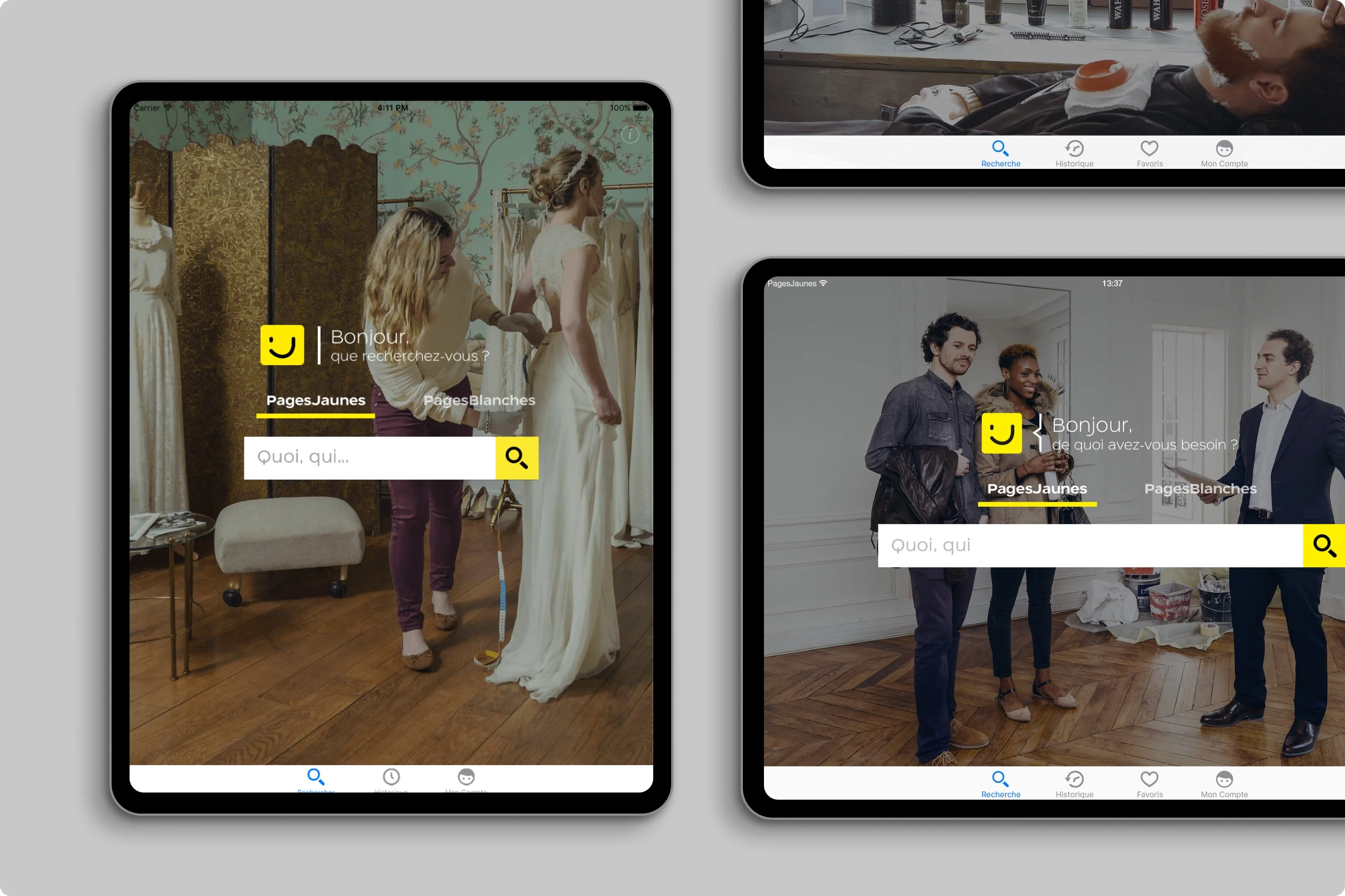 PagesJaunes iPad Homepage Variations